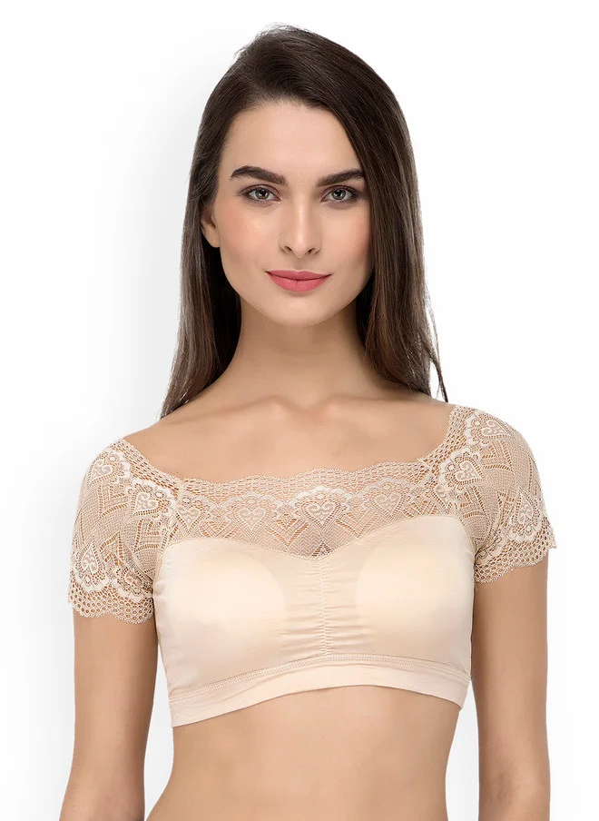 ليس اند مي  Laceandme Nude-Coloured Lace Non-Wired Lightly Padded Bralette Bra 4435